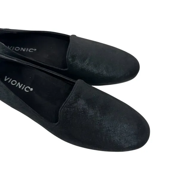 Vionic Willa II Womens Black Slip-On Loafers Flat Shoes Size 6.5 Comfort Casual