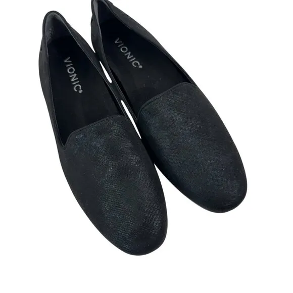 Vionic Willa II Womens Black Slip-On Loafers Flat Shoes Size 6.5 Comfort Casual