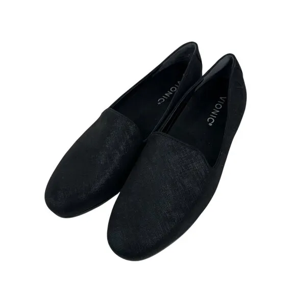 Vionic Willa II Womens Black Slip-On Loafers Flat Shoes Size 6.5 Comfort Casual