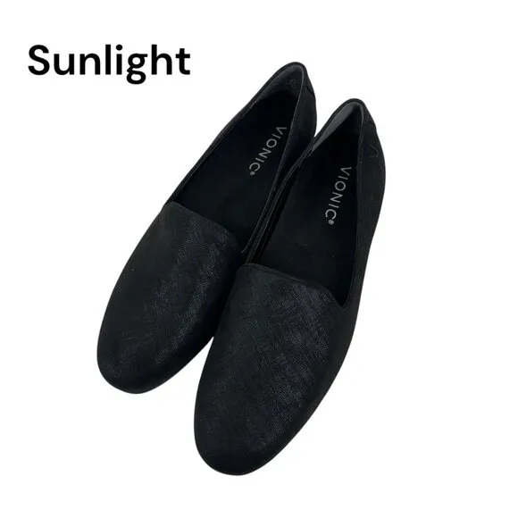Vionic Willa II Womens Black Slip-On Loafers Flat Shoes Size 6.5 Comfort Casual