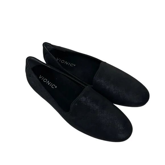 Vionic Willa II Womens Black Slip-On Loafers Flat Shoes Size 6.5 Comfort Casual