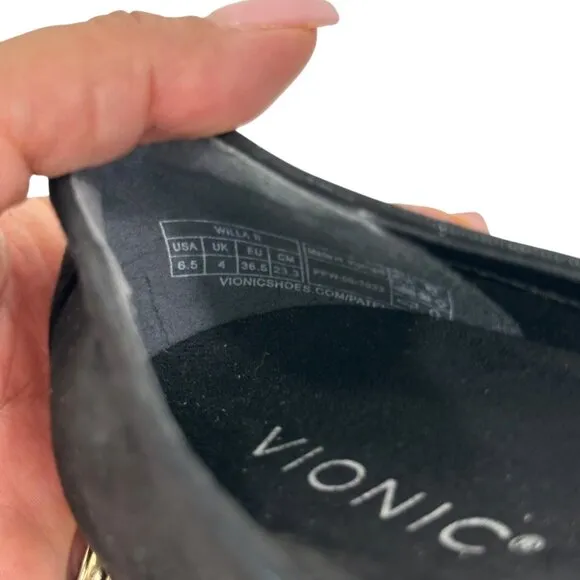 Vionic Willa II Womens Black Slip-On Loafers Flat Shoes Size 6.5 Comfort Casual