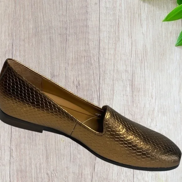 VIONIC Willa Snake Emboss Flat Loafers Copper Shoes Sz.7 New