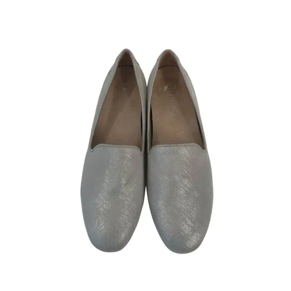 Vionic Women Silver Metallic Slip-On Loafers Comfort Shoes SZ 6 Textile Upper