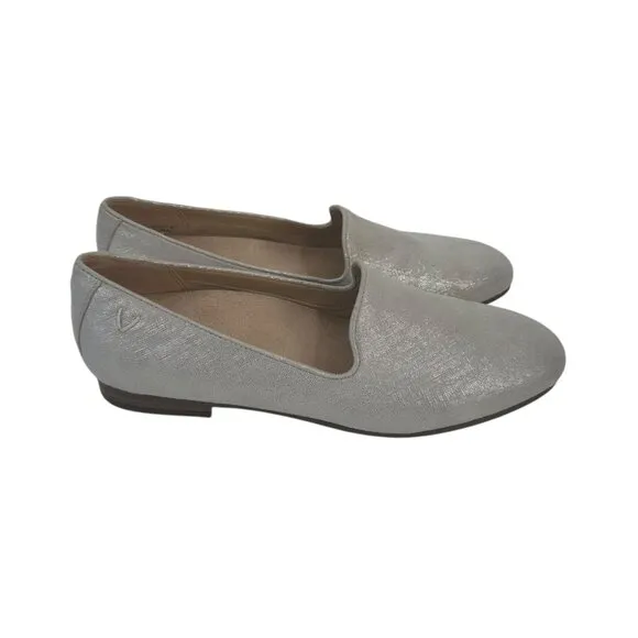 Vionic Women Silver Metallic Slip-On Loafers Comfort Shoes SZ 6 Textile Upper