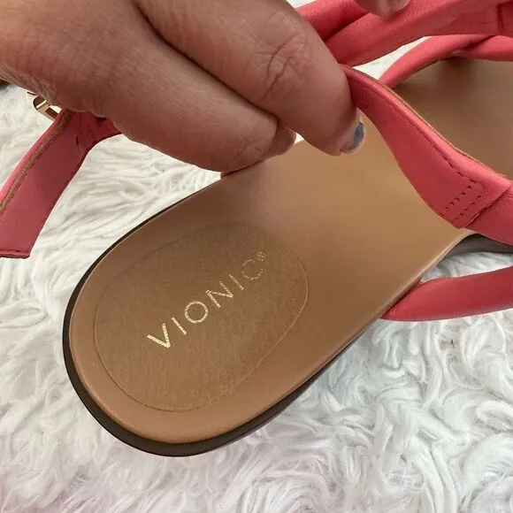 Vionic Women's Freesia Angelica Puffy Strap Heel Sandals in Shell Pink sz 9 NEW