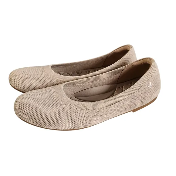 Vivaia Tan Textured Flats Rounded Toe Knit Flats Sz 10 (41.5)