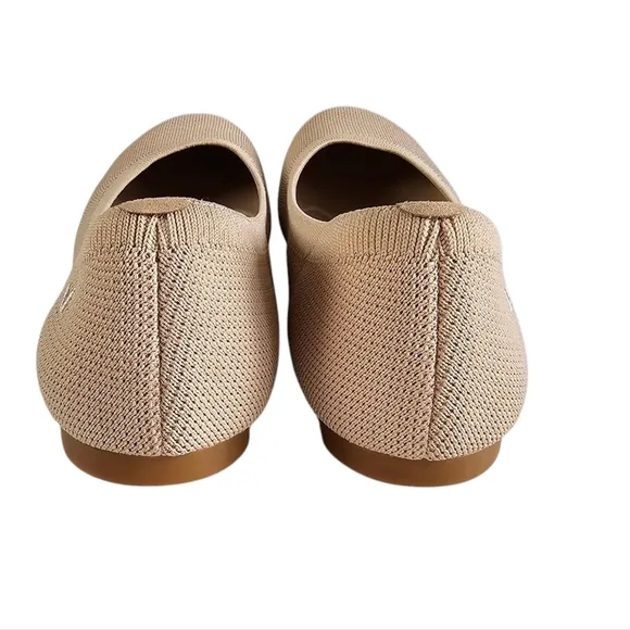 Vivaia Tan Textured Flats Rounded Toe Knit Flats Sz 10 (41.5)