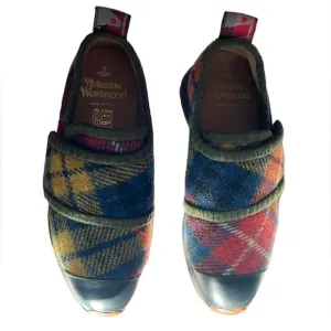 Vivienne Westwood Plaid Velcro Flats |NWOT| Tartan Wool Sneakers | Made in Italy