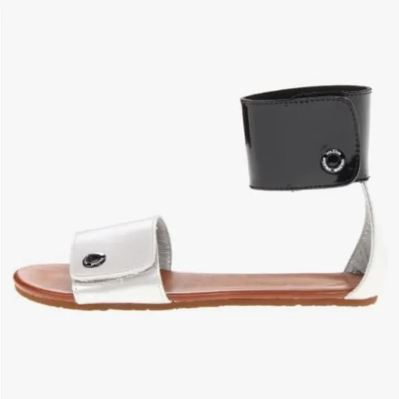 Volcom Black and Silver Slide Sandals Modern Minimalist Design