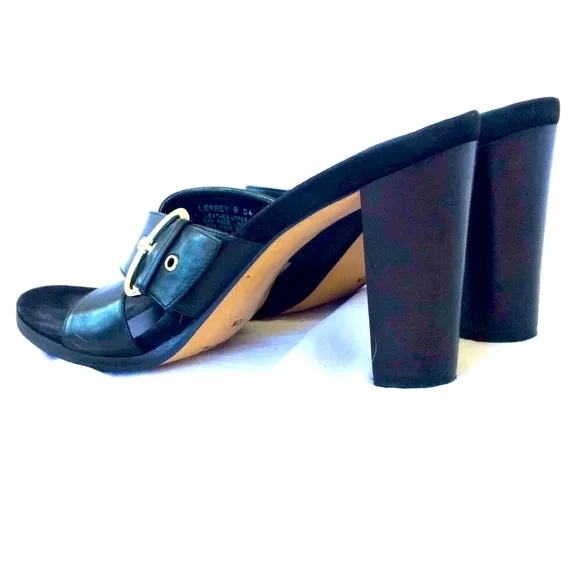 V.O.Z. Black Leather Slide Sandal w/ Silver Buckle