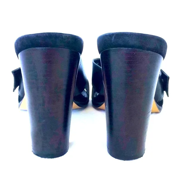 V.O.Z. Black Leather Slide Sandal w/ Silver Buckle