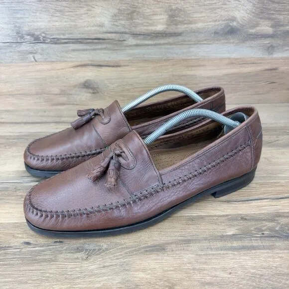 Vtg Allen Edmonds Size 11.5D Made in USA Camden Tasseled Leather Loafer in Brown