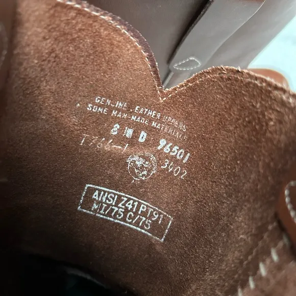 VTG ANSI Z41 Leather Mens Boots. 8s. American National Standards Institute aprvd