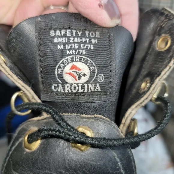 VTG Carolina Steel Toe Leather Boots Sz 11 6&quot;  MADE IN USA Black Ironworker