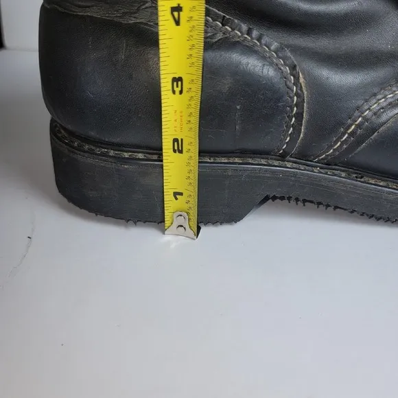 VTG Carolina Steel Toe Leather Boots Sz 11 6&quot;  MADE IN USA Black Ironworker