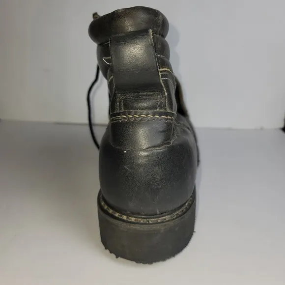 VTG Carolina Steel Toe Leather Boots Sz 11 6&quot;  MADE IN USA Black Ironworker