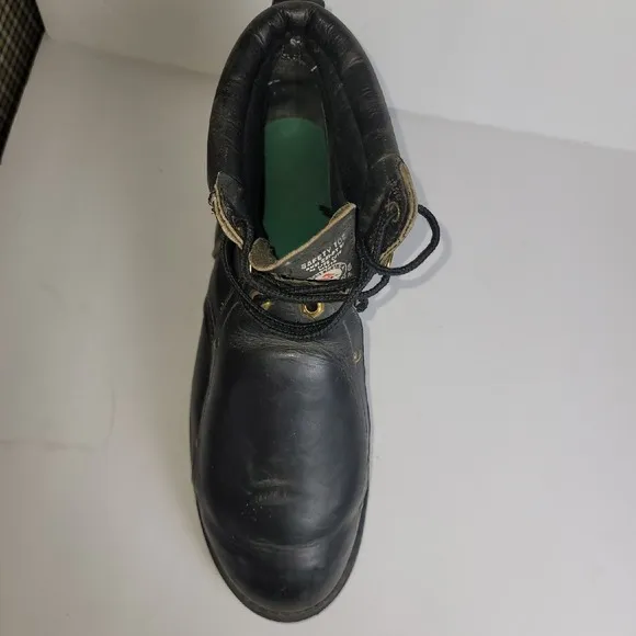 VTG Carolina Steel Toe Leather Boots Sz 11 6&quot;  MADE IN USA Black Ironworker