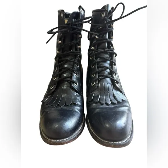 VTG Justin Kiddie Lace Up Boots Size 6B