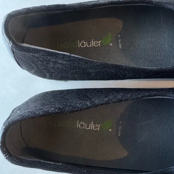Waldlaufer Eden Black Lace Slip-On Loafers, Size 8.5