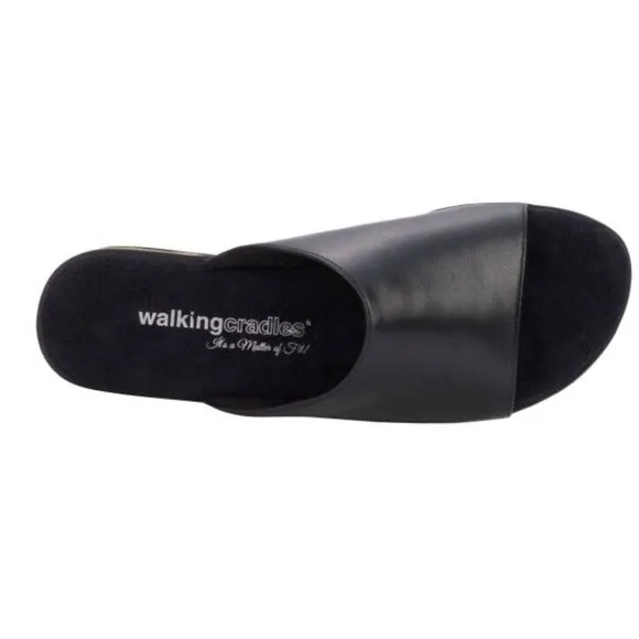 Walking Cradles Cam Womens 10.5 Medium Black  Flat  Slip On Sandals New