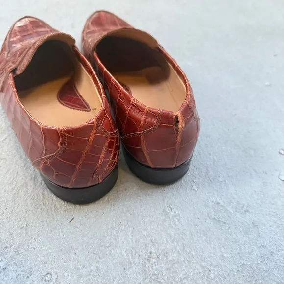 Walter Steiger Red Crocodile Alligator Leather Loafers Mens Shoe