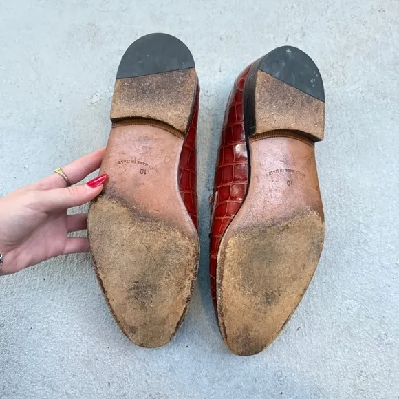 Walter Steiger Red Crocodile Alligator Leather Loafers Mens Shoe