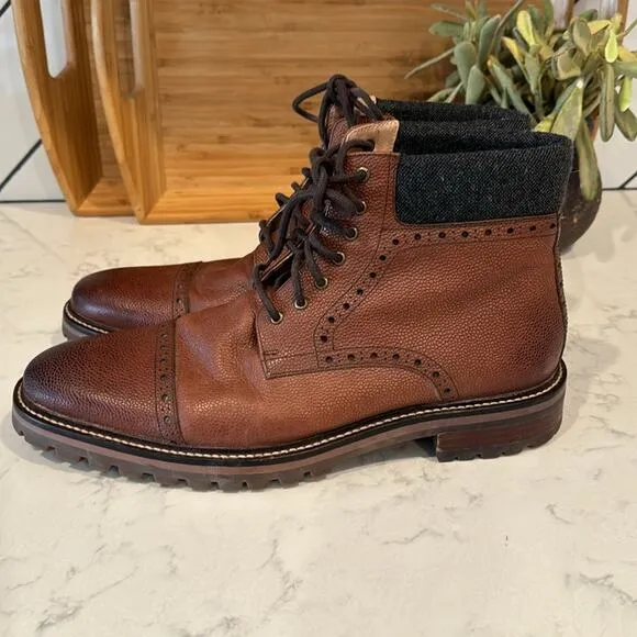 Warfield &amp; Grand Darren cap toe lace up ankle boots rugged academia leather 11