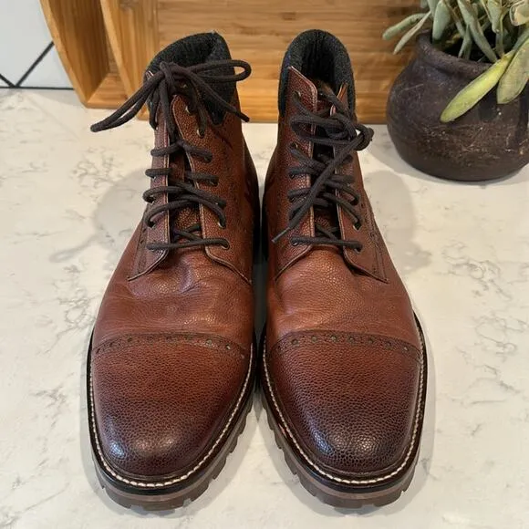 Warfield &amp; Grand Darren cap toe lace up ankle boots rugged academia leather 11