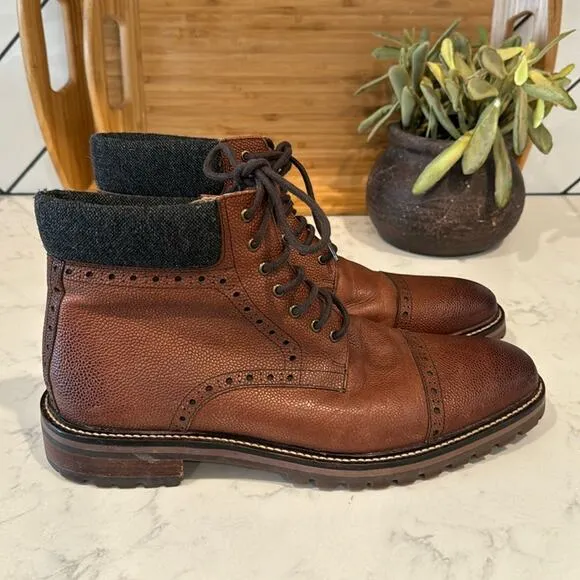Warfield &amp; Grand Darren cap toe lace up ankle boots rugged academia leather 11