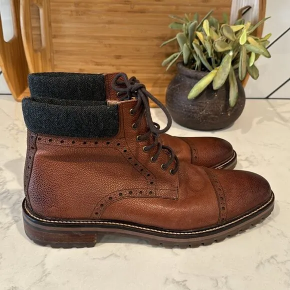 Warfield &amp; Grand Darren cap toe lace up ankle boots rugged academia leather 11