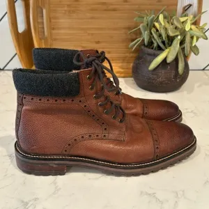 Warfield &amp; Grand Darren cap toe lace up ankle boots rugged academia leather 11