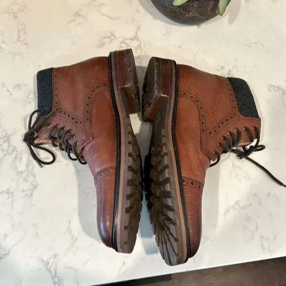 Warfield &amp; Grand Darren cap toe lace up ankle boots rugged academia leather 11