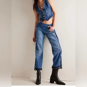 We The Free Moonlit Moto Slim Bootcut Jeans Sz 25 - NWT