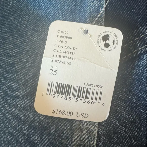 We The Free Moonlit Moto Slim Bootcut Jeans Sz 25 - NWT