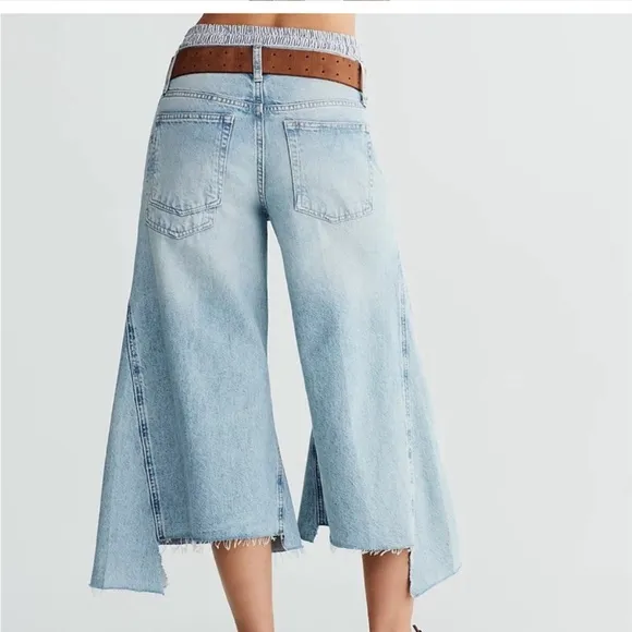 We The Free Ripple Wide Leg Crop Jeans in Little Coast sz 25 NWT