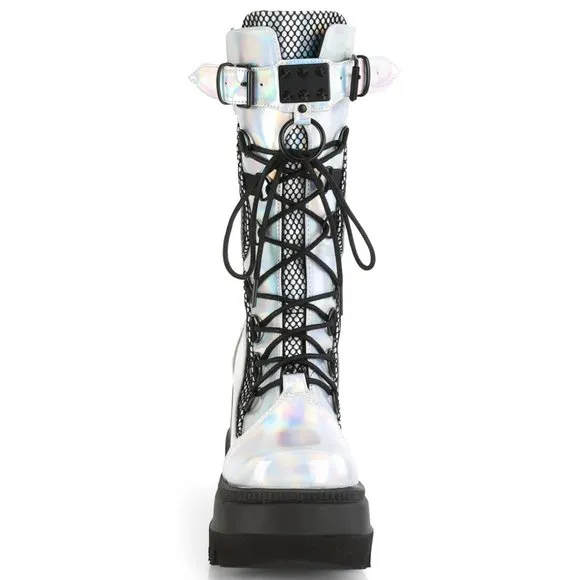 Wedge Platform Lace Up Mid Calf Gothic Boots