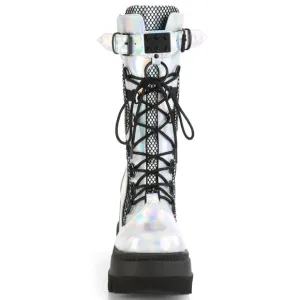 Wedge Platform Lace Up Mid Calf Gothic Boots