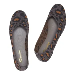 Weestep Women's Charcoal Leopard Woven Knit Ballet Flats Size 8.5 New