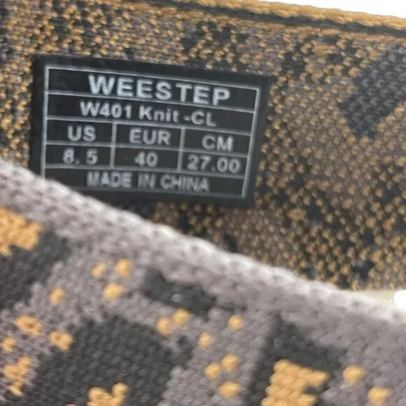 Weestep Women's Charcoal Leopard Woven Knit Ballet Flats Size 8.5 New