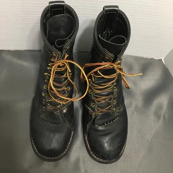 Wesco Job MasterVTG Steel Toe Black Leather Linemen Boots With   Kiltes Size 8.5