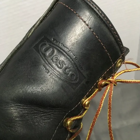 Wesco Job MasterVTG Steel Toe Black Leather Linemen Boots With   Kiltes Size 8.5