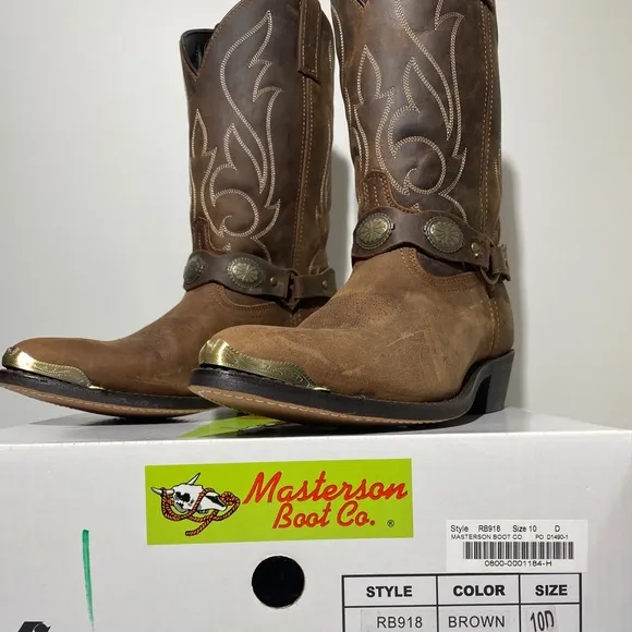 Western Cowboy Boots Brown Masterson Boot Co Mens