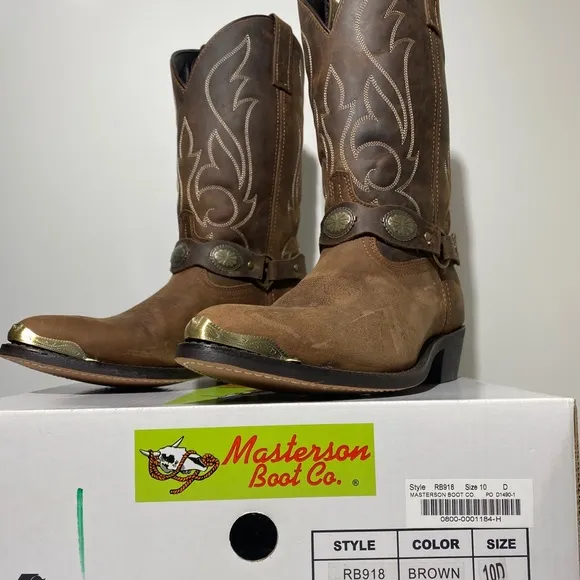 Western Cowboy Boots Brown Masterson Boot Co Mens