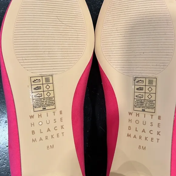 White House Black Market Bellamy Scalloped Pink Flat Size 8