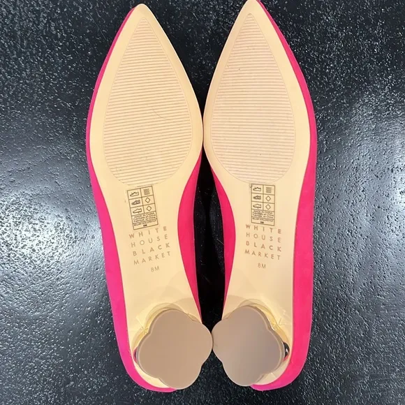 White House Black Market Bellamy Scalloped Pink Flat Size 8