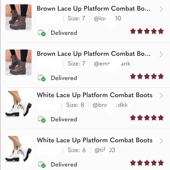 White Lace Up Platform Combat Boots
