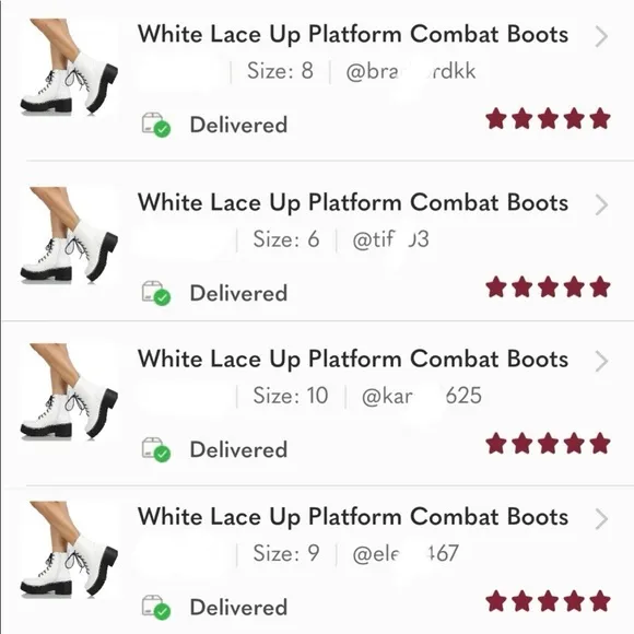 White Lace Up Platform Combat Boots