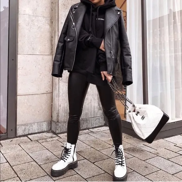 White Lace Up Platform Combat Boots