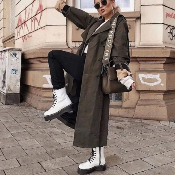 White Lace Up Platform Combat Boots